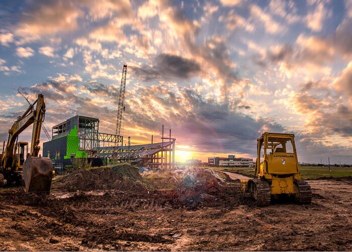  Greeting Card featuring the photograph Smart Financial Centre Construction Sunset Sugar Land Texas 11 21 2015 by Micah Goff