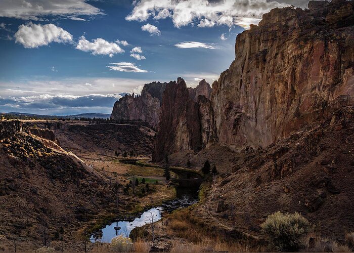 Rock Greeting Card featuring the photograph Smith Rock and Crooked River by Cat Connor