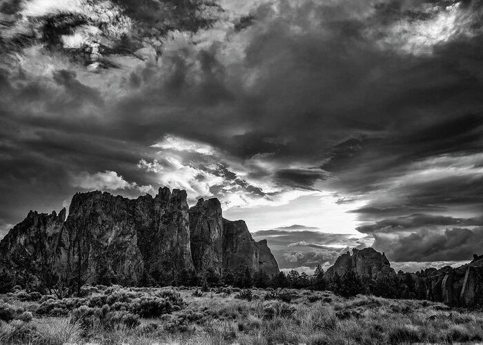 Clouds Greeting Card featuring the photograph Smith Rock Fury by Steven Clark