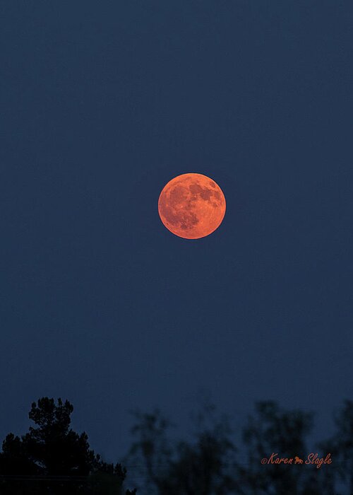 Moon Greeting Card featuring the photograph Smokey Moon by Karen Slagle