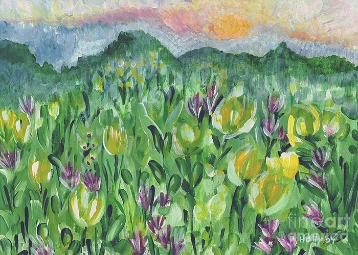 Mountains Greeting Card featuring the painting Smoky Mountain Dreamin by Holly Carmichael