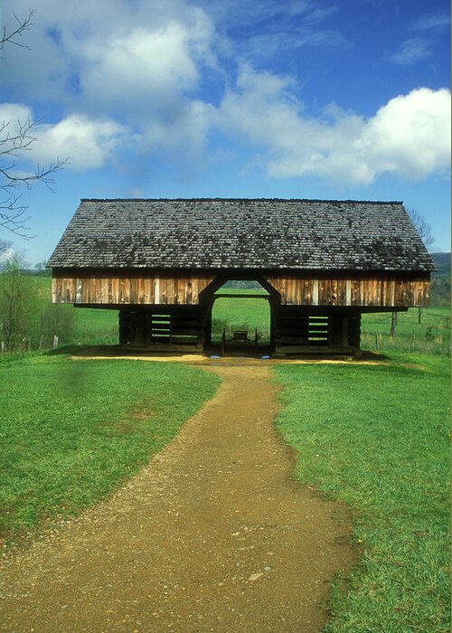 National Park Greeting Card featuring the photograph Smoky Mountains Cantilever Barn by John Burk