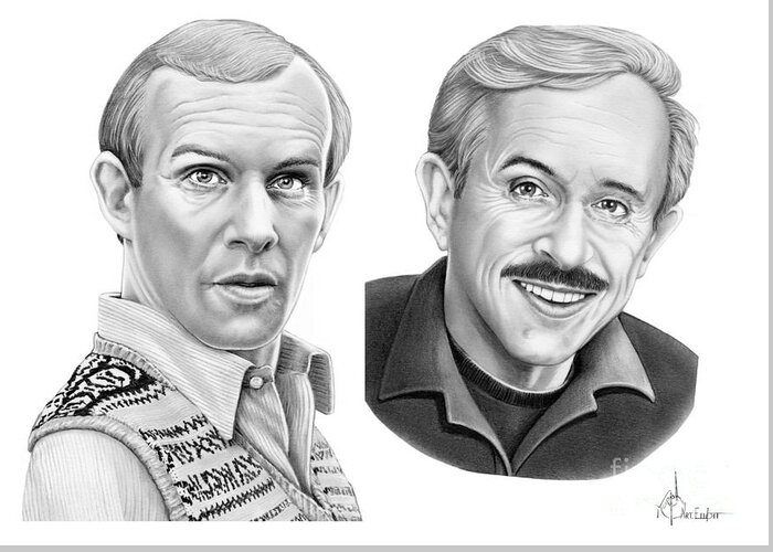 Pencil Greeting Card featuring the drawing Smothers Brothers by Murphy Elliott