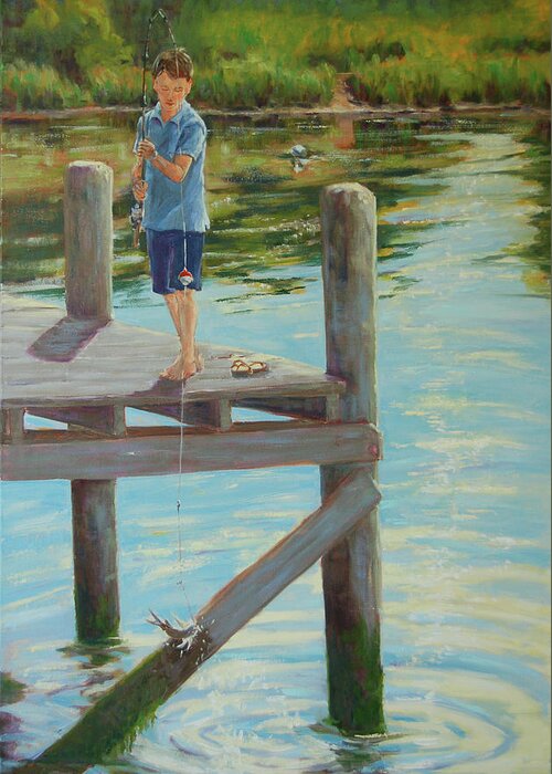Fishing Greeting Card featuring the painting Snapper Blue by Barbara Hageman