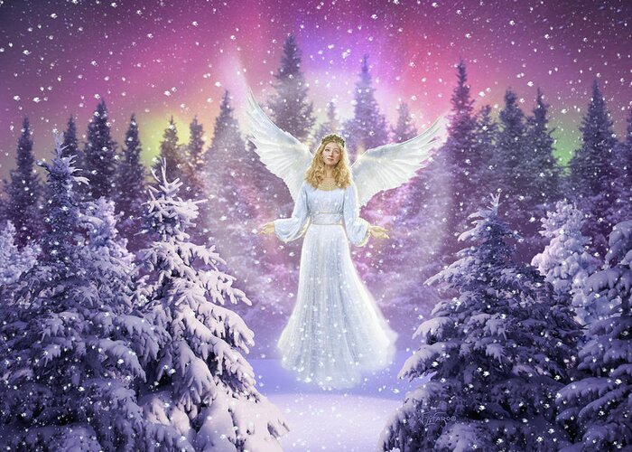Angel Greeting Card featuring the digital art Snow Angel by Jerry LoFaro