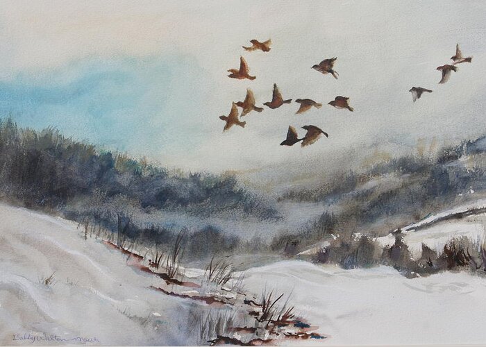 Landscape Greeting Card featuring the painting Snow Birds by Bobby Walters