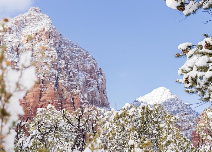 Sedona Greeting Card featuring the photograph Snow Covered by Laura Pratt