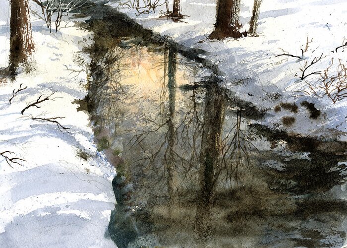 Creek Greeting Card featuring the painting Snow Creek by Andrew King