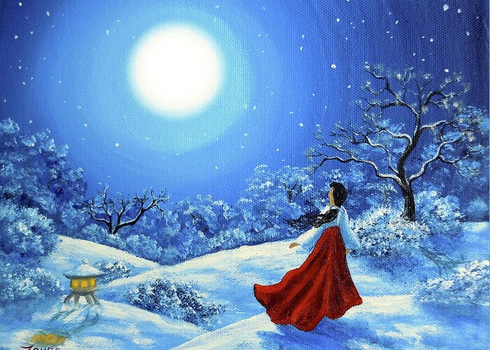 Painting Greeting Card featuring the painting Snow Like Stars by Laura Iverson