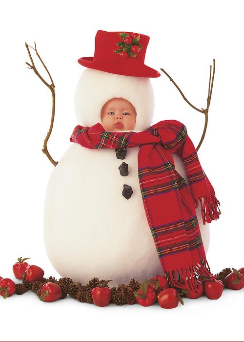 Holiday Greeting Card featuring the photograph Snowman by Anne Geddes