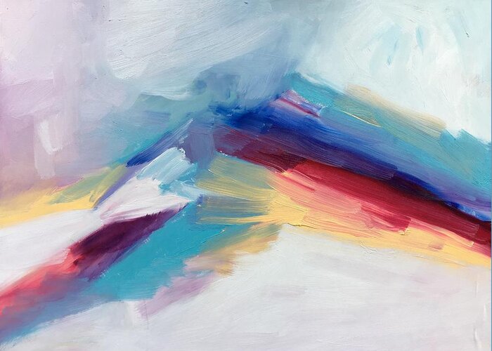 Colorful Abstract Greeting Card featuring the painting Snowy Mountain by Suzanne Giuriati Cerny