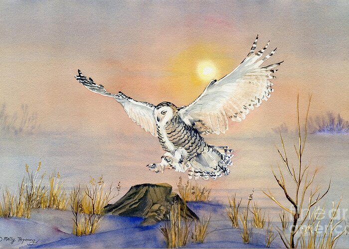 Snowy Owl Greeting Card featuring the painting Snowy Owl by Melly Terpening