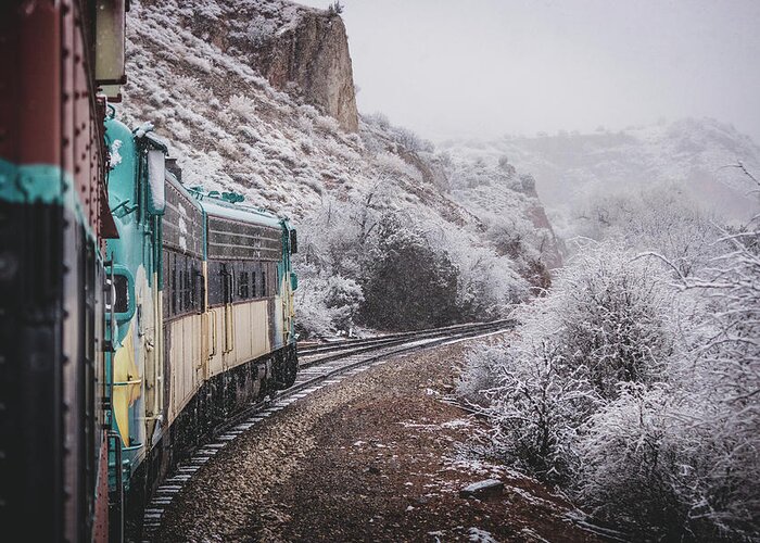 Arizona Greeting Card featuring the photograph Snowy Verde Canyon Railroad by Andy Konieczny