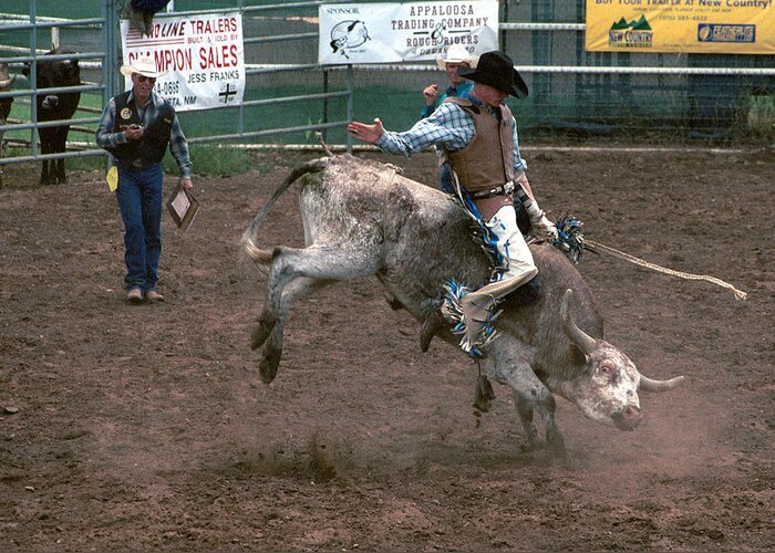 Rodeo Greeting Card featuring the photograph So Much Bull by Jerry McElroy