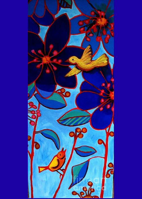 Birds Greeting Card featuring the painting Soaring and Blooming by Debra Bretton Robinson