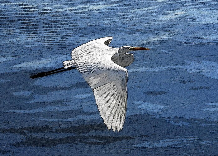 Art Greeting Card featuring the painting Soaring Egret by David Lee Thompson