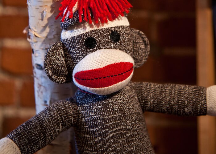 Toy Greeting Card featuring the photograph Sock Monkey by Edward Myers