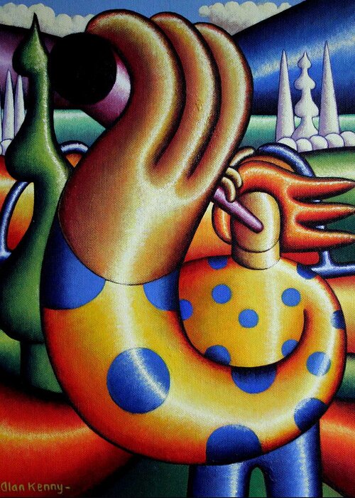 Musician Greeting Card featuring the painting Soft Gloss Musician In Landscape by Alan Kenny
