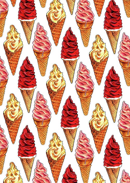 Ice Cream Greeting Card featuring the painting Soft Serve Pattern by Kelly Gilleran