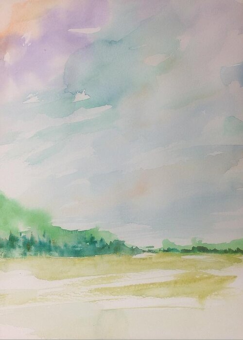 Watercolour Landscape Painting Greeting Card featuring the painting Soft Summer Wash No.2 by Desmond Raymond