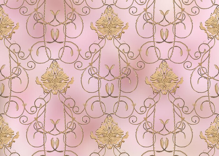 French Greeting Card featuring the painting Softly Summer - French Parisian Apartment Damask Lilac by Audrey Jeanne Roberts