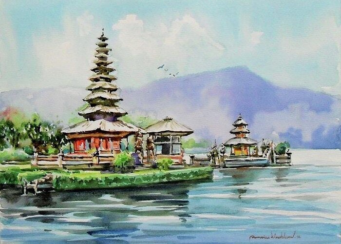  Greeting Card featuring the painting Somewhere in Bali by Wanvisa Klawklean