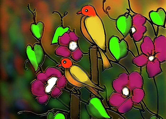 Bird Painting Greeting Card featuring the digital art Songs Of October by Latha Gokuldas Panicker