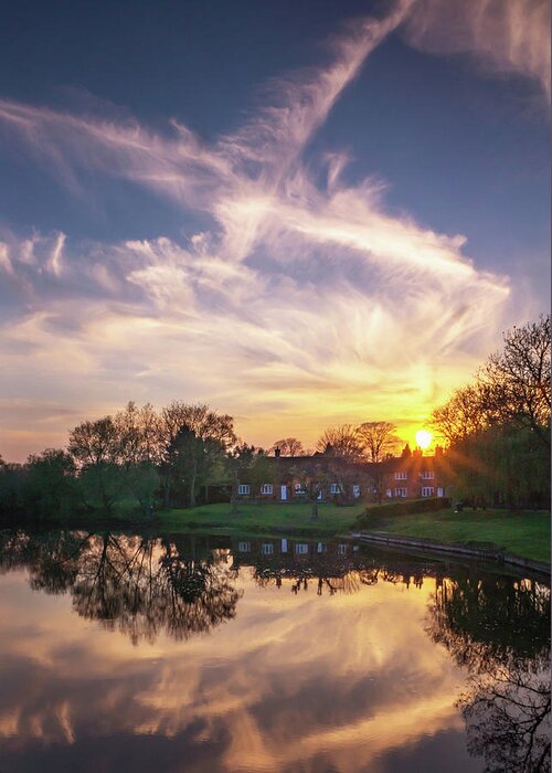 Berkshire Greeting Card featuring the photograph Sonning Sunset Reflections by Framing Places