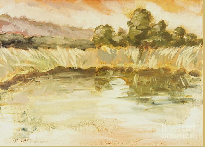 Modern Greeting Card featuring the painting Sonoma Pond CA by Gordon Punt