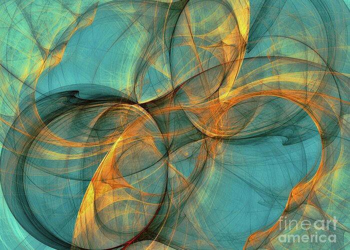Abstract Greeting Card featuring the digital art Soothing Blue by Deborah Benoit
