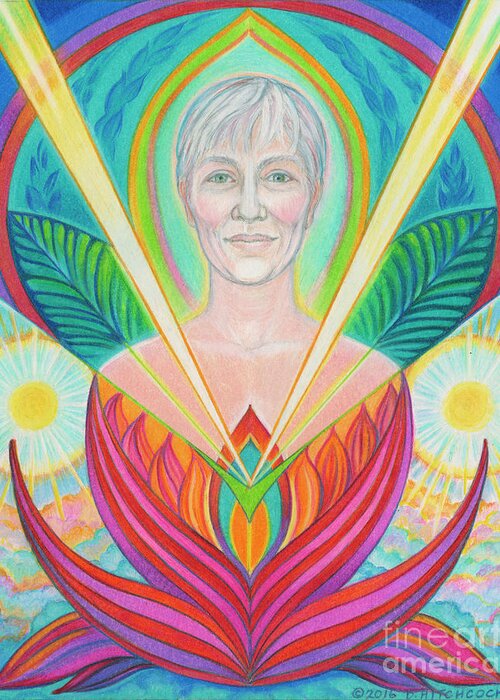 Spiritual Greeting Card featuring the drawing Soul Portrait Beth by Debra Hitchcock