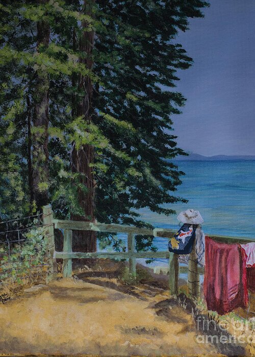 Acrylic Greeting Card featuring the painting South Lake Tahoe Summer by Jackie MacNair