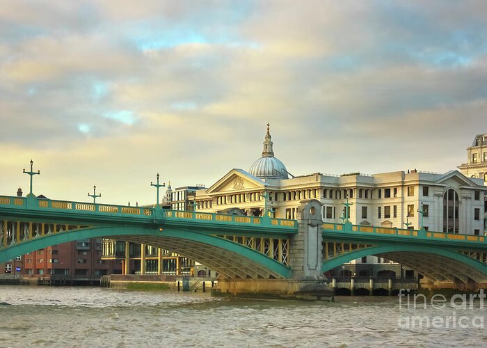St Paul's Cathedral Greeting Card featuring the photograph Southwark Bridge and St Paul's Cathedral by Terri Waters