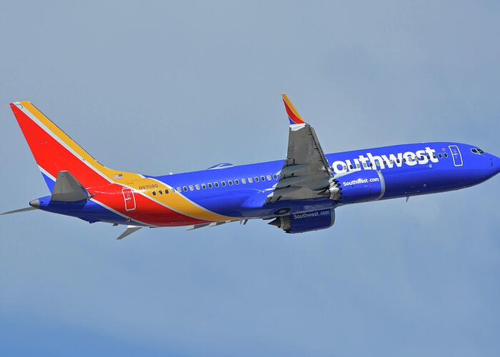 Airplane Greeting Card featuring the photograph Southwest Boeing 737-8 Max N8708Q Phoenix Sky Harbor October 10 2017 by Brian Lockett