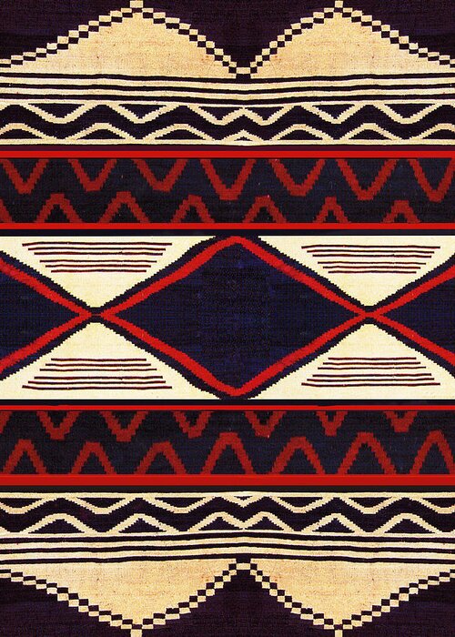 Design Inspired By Native American Textile Greeting Card featuring the digital art Southwest Folk Art by Vagabond Folk Art - Virginia Vivier