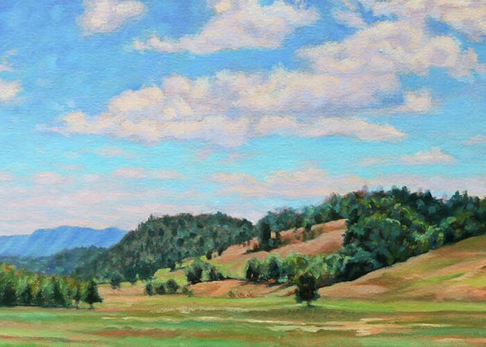 Serene Landscapes Greeting Card featuring the painting Spacious Skies by Bonnie Mason