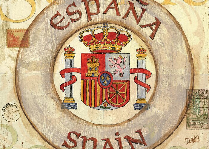 Spain Greeting Card featuring the painting Spain Coat of Arms by Debbie DeWitt