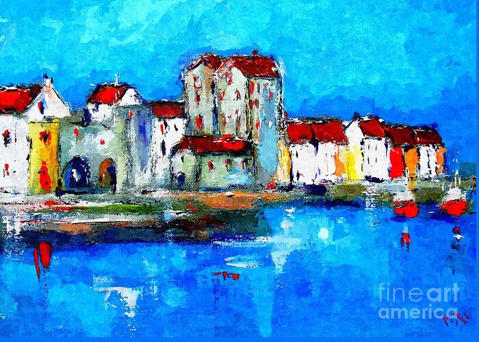 Galway Greeting Card featuring the painting Paintings Of Galway Ireland Wall Art Galway Ireland Galway by Mary Cahalan Lee - aka PIXI