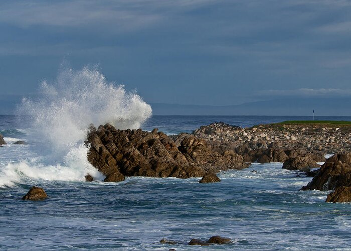 Beach Greeting Card featuring the photograph Spanish Bay Golf Ocean Wave by Connie Cooper-Edwards