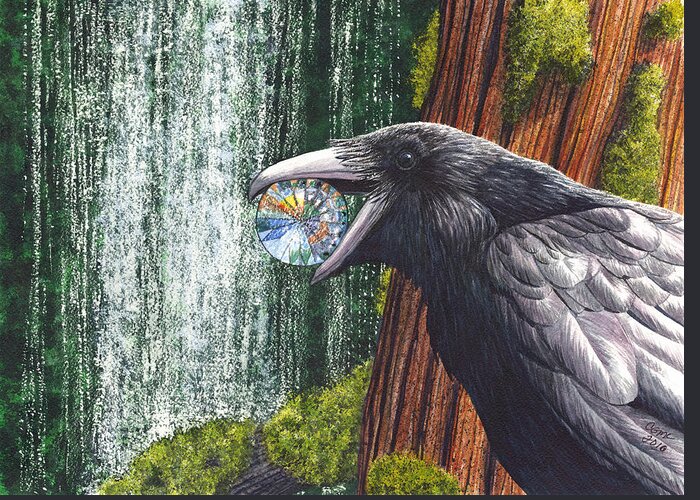Raven Greeting Card featuring the painting Sparkle by Catherine G McElroy