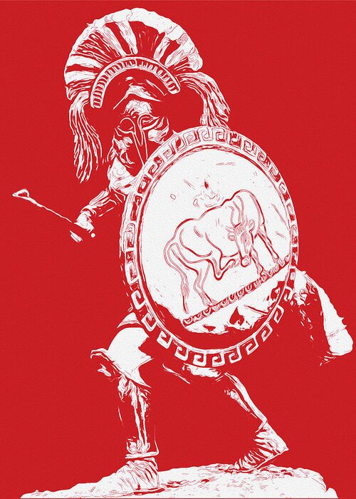 Spartan Warrior Greeting Card featuring the painting Spartan Hoplite - 08 by AM FineArtPrints