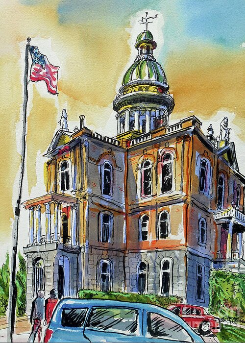 Courthouse Greeting Card featuring the painting Spectacular Courthouse by Terry Banderas
