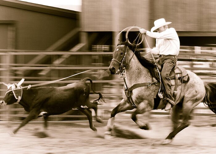 Rodeo Greeting Card featuring the photograph Speed by Scott Sawyer