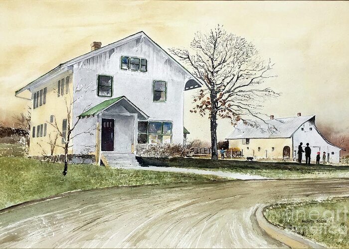 A Beautiful Farmhouse In The Light Of The Late Afternoon Sun. Greeting Card featuring the painting Sperry Homestead by Monte Toon