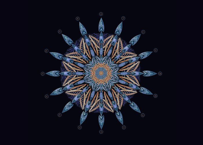 Blue Greeting Card featuring the digital art Sphinx Moth Pattern Mandala by Deborah Smith