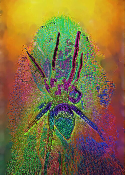 Spider Greeting Card featuring the mixed media Spider by Kevin Caudill