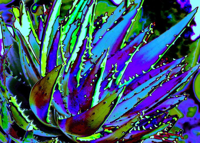 Cactus Greeting Card featuring the photograph Spiked Aloe Blue by M Diane Bonaparte