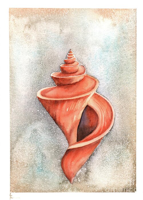 Seashell Greeting Card featuring the painting Spiral Shell by Hilda Wagner