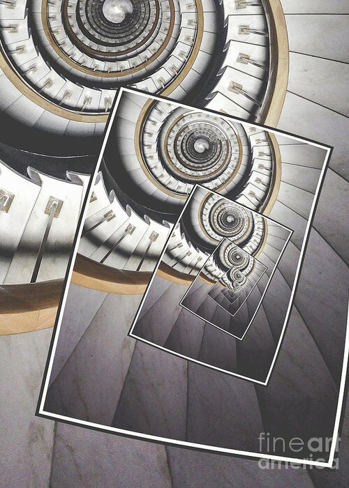 Droste Effect Greeting Card featuring the digital art Spiral Staircase by Phil Perkins