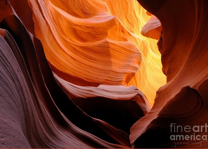 Arizona Greeting Card featuring the photograph Spirals of Light Antelope Canyon AZ by Joanne West